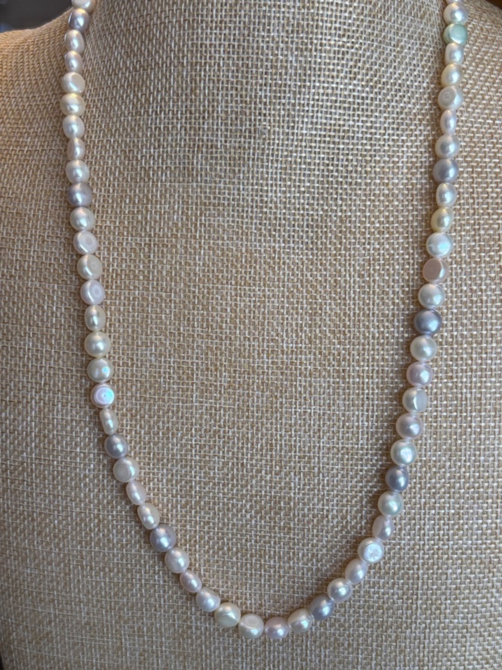 Freshwater pearls pastels sterling clasp